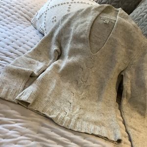 Banana Republic beige-grey v-neck sweater.